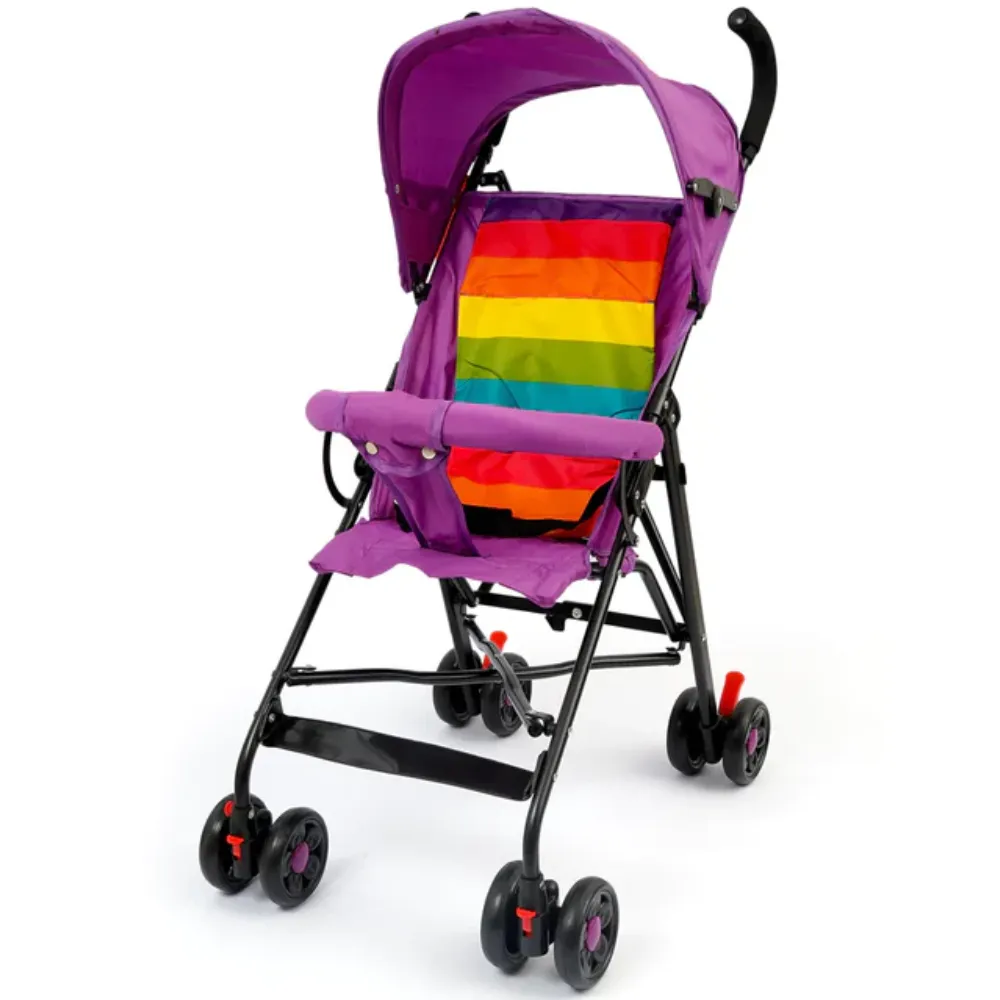 Baby Strollers  –  317 Folding Four Wheel Pram With Reclining Backrest Adjustable Footrest Large Canopy – assorted design