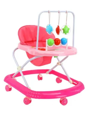Baby Walkers  -  908 Walker With Toys Large Seat 3 Level Height 360 Degree Wheels Foldable For 6 To 14 Months /Pink and Blue Color